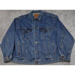 1990s VTG Levi's Denim Trucker Jacket Men's Large Blue Med Wash MPN-70507-0389